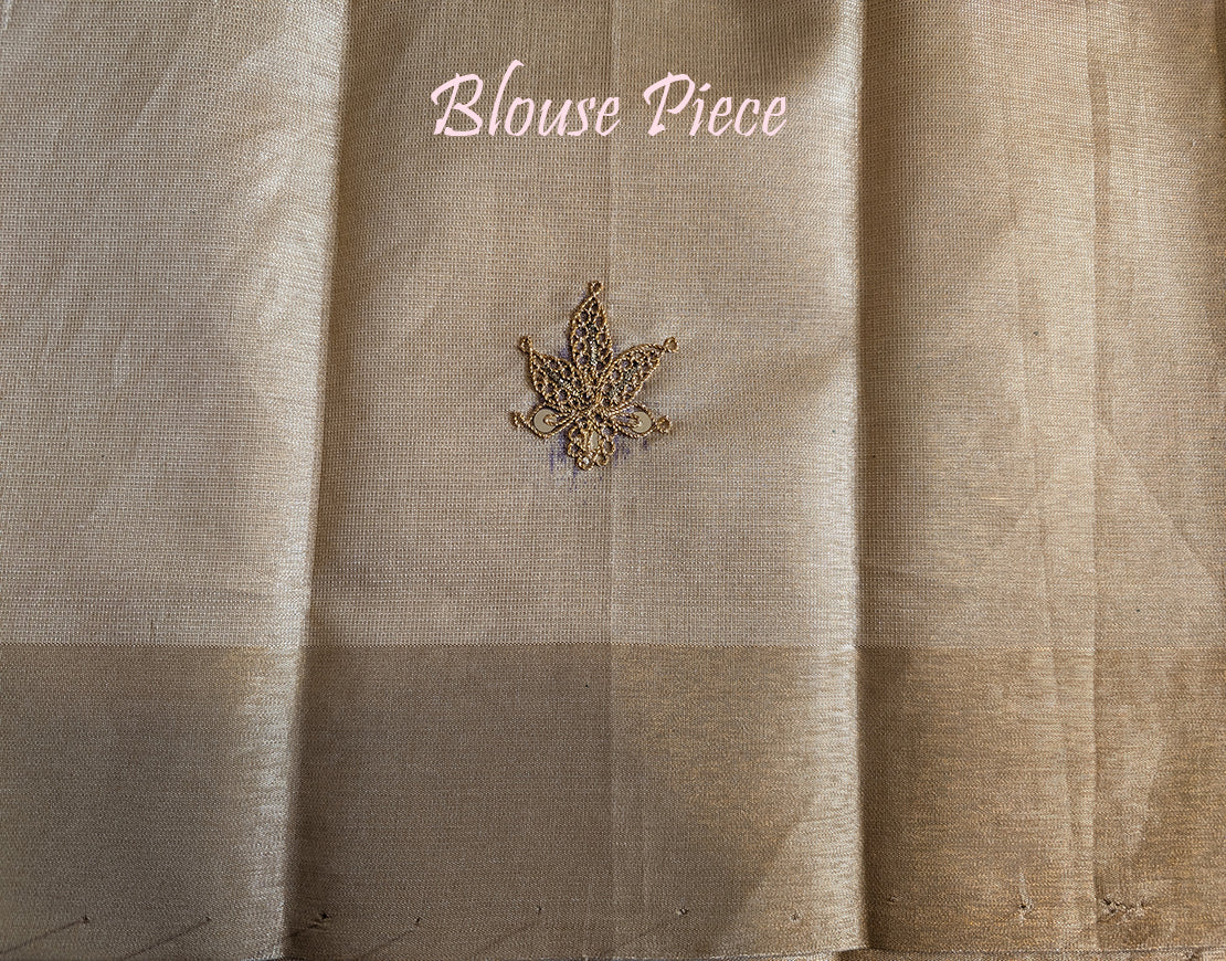 Beige Tissue Silk Handwork Saree – Handloom Saree Online India | Elegantt Drapes