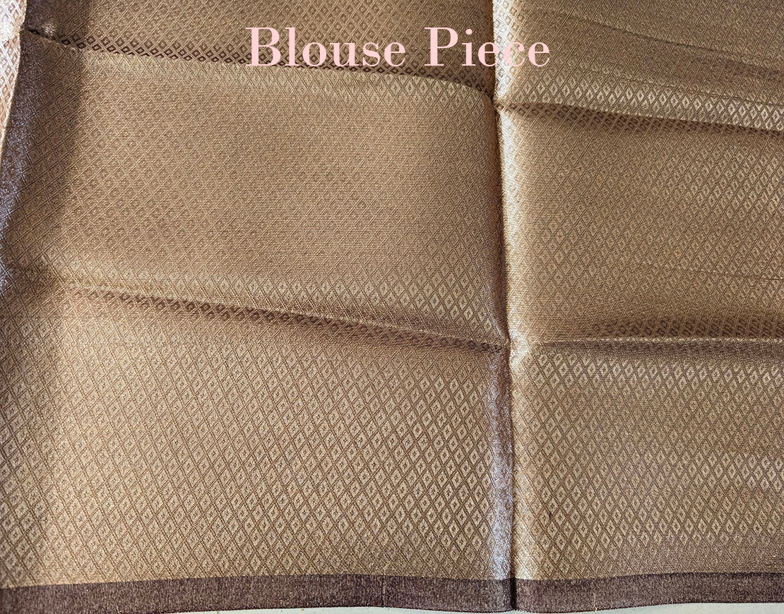 Brown Pure Banarasi Crushed Tissue Silk Saree – Handloom Saree Online India | Elegantt Drapes
