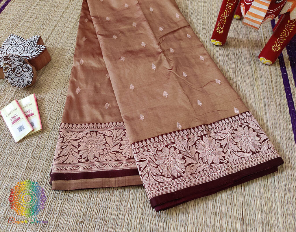 Chocolate Brown Banarasi Handloom Pure Katan Silk Saree – Handloom Saree Online India | Elegantt Drapes