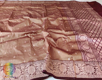 Chocolate Brown Banarasi Handloom Pure Katan Silk Saree – Handloom Saree Online India | Elegantt Drapes