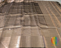 Deep Golden Pure Banarasi Tissue Silk Saree – Handloom Saree Online India | Elegantt Drapes