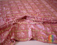 Close up of Bandhani work on Peach Gajji silk Gharchola saree