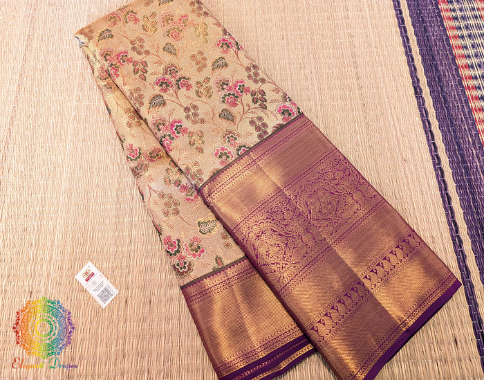 Golden Pure Kanjivaram Tissue Silk Bridal Saree – Handloom Saree Online India | Elegantt Drapes