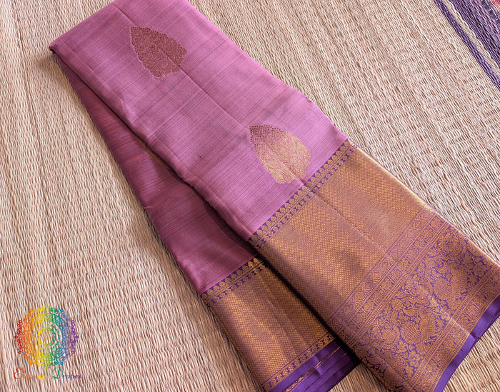 Mauve Pure Kanjivaram Silk Saree – Handloom Saree Online India | Elegantt Drapes