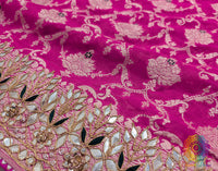 Pink Banarasi Pure Georgette Gota Patti Saree – Handloom Saree Online India | Elegantt Drapes