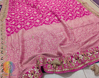 Pink Banarasi Pure Georgette Gota Patti Saree – Handloom Saree Online India | Elegantt Drapes