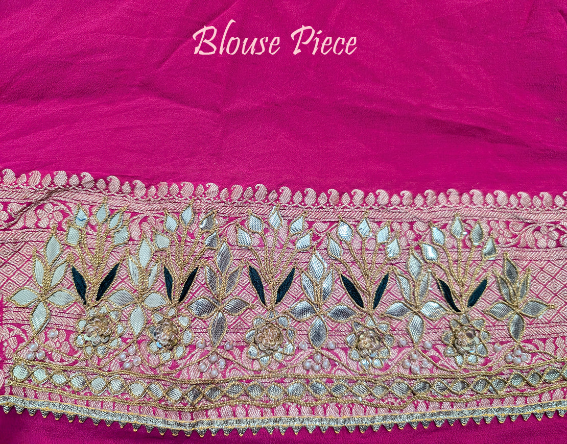 Pink Banarasi Pure Georgette Gota Patti Saree – Handloom Saree Online India | Elegantt Drapes