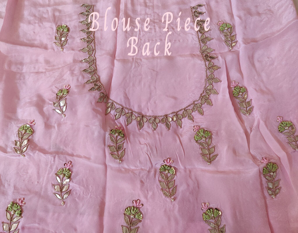 Pink Pure Organza Gota Patti Handwork Saree – Handloom Saree Online India | Elegantt Drapes