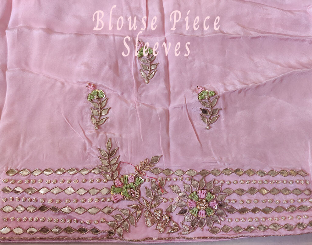 Pink Pure Organza Gota Patti Handwork Saree – Handloom Saree Online India | Elegantt Drapes