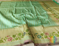 Cyan Pure Banarasi Handloom Katan Silk Saree – Handloom Saree Online India | Elegantt Drapes