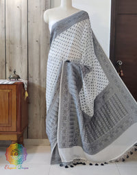 White Black Banarasi Handloom Pure Khaddi Georgete Saree – Handloom Saree Online India | Elegantt Drapes