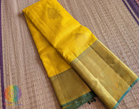 Yellow Pure Kanjivaram Silk Saree – Handloom Saree Online India | Elegantt Drapes