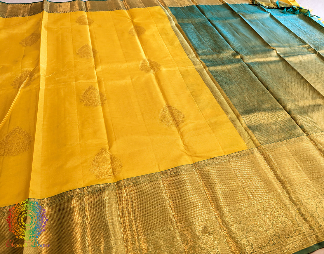 Yellow Pure Kanjivaram Silk Saree – Handloom Saree Online India | Elegantt Drapes