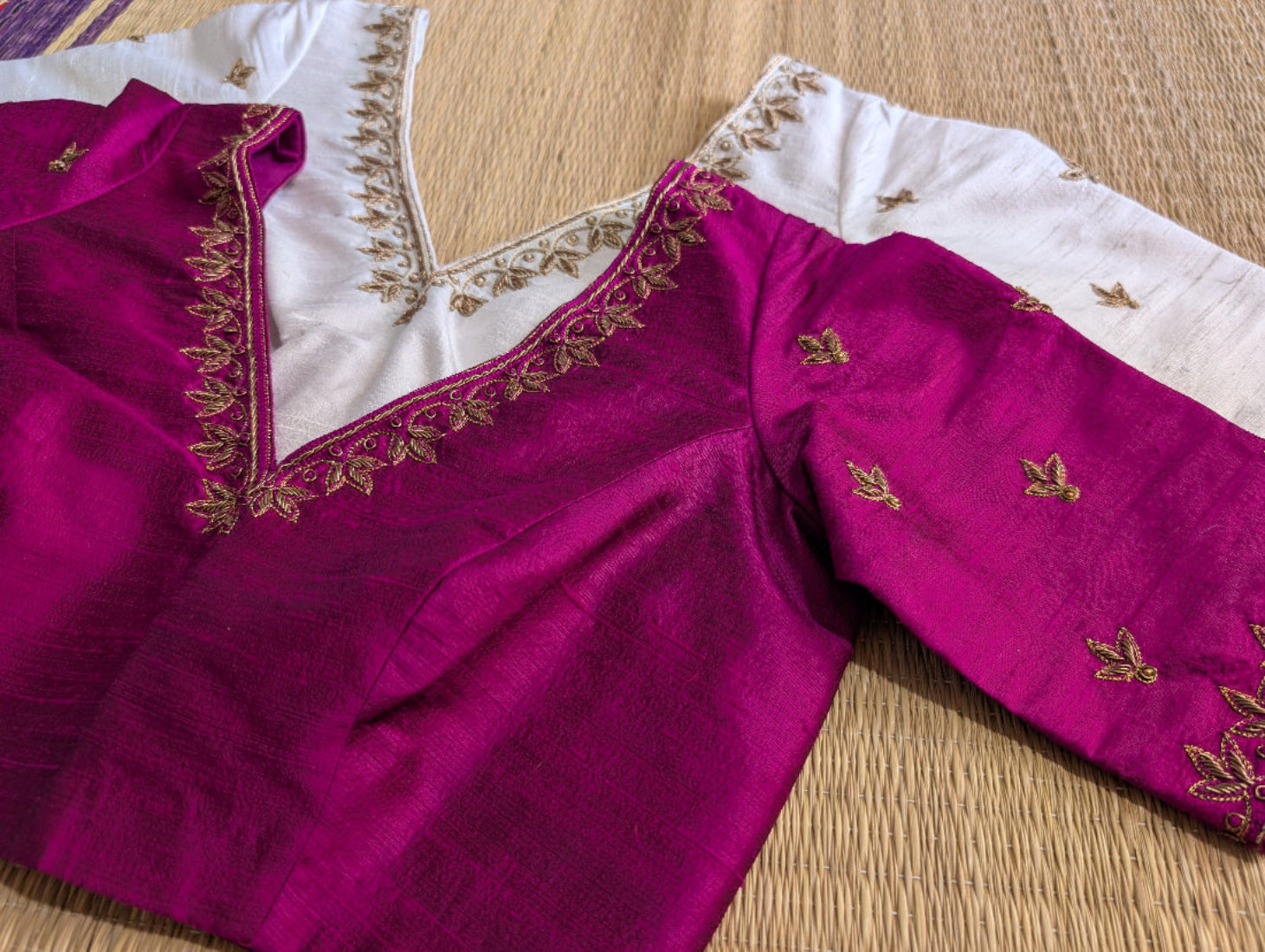 raw silk blouses with zajdozi handwork