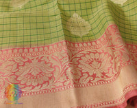 Green Banarasi Handloom Kora Silk Saree – Handloom Saree Online India | Elegantt Drapes