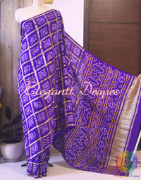 Border detail of Purple Gharchola pure Gajji silk saree