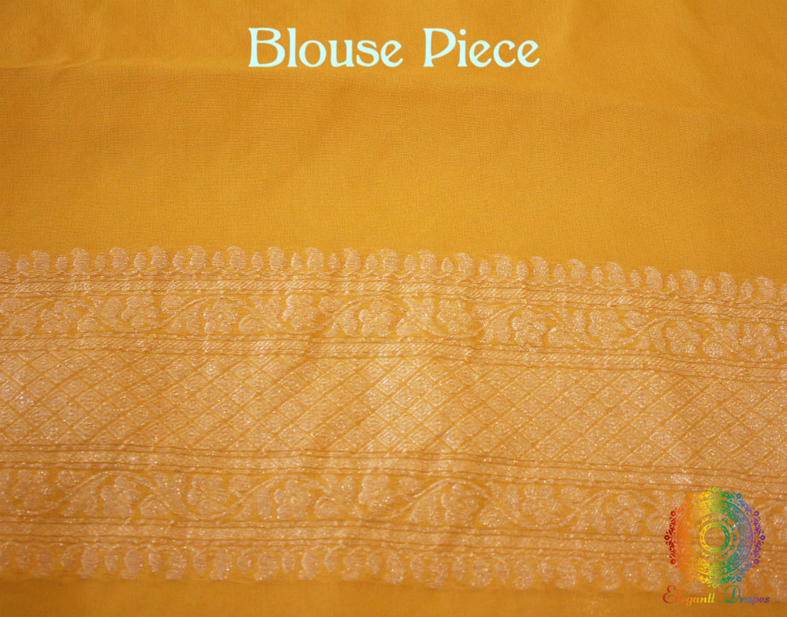 Golden Yellow Banarasi Handloom Khaddi Georgete Saree