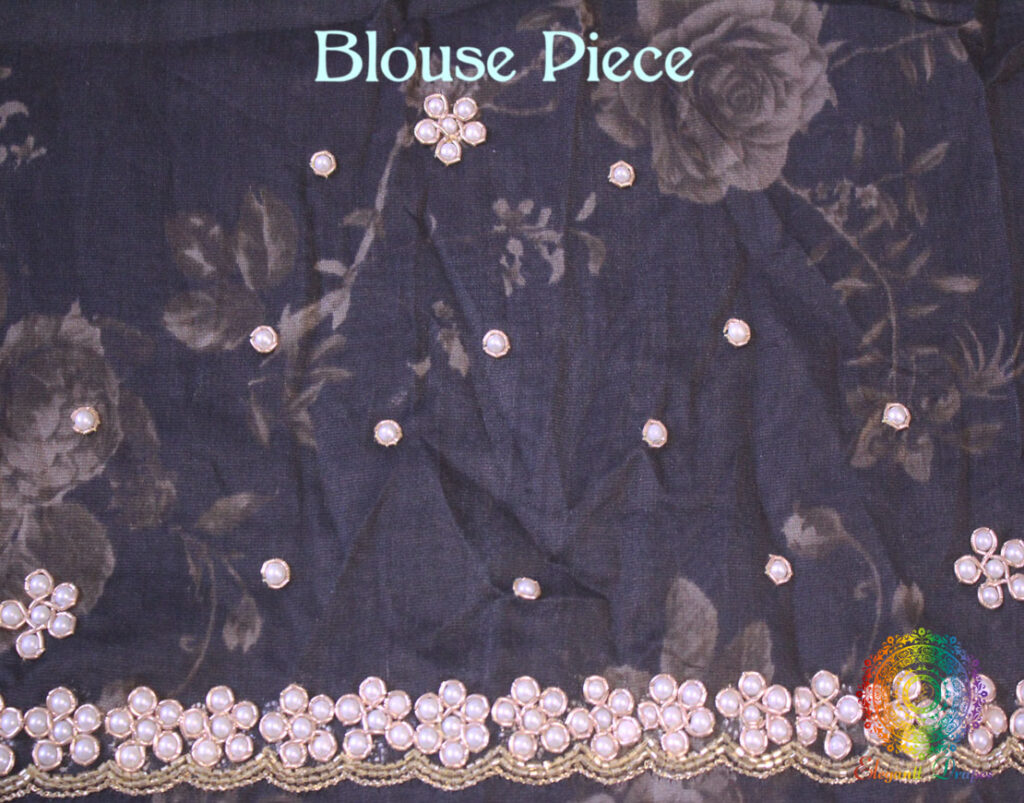 Black Pure Organza Handwoven Floral Print Saree