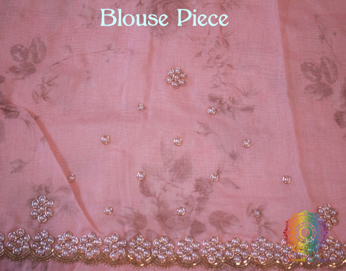 Pink Pure Handloom Organza Digital Print Saree