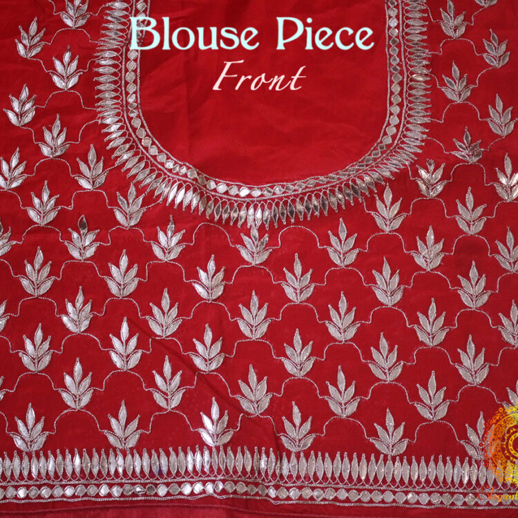 Red Pure Crepe Gota Patti Handwork Heavy Blouse Saree