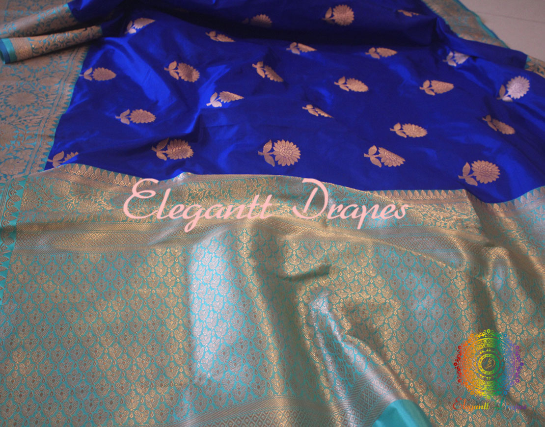 Royal Blue Pure Banarasi Handloom Katan Silk Saree