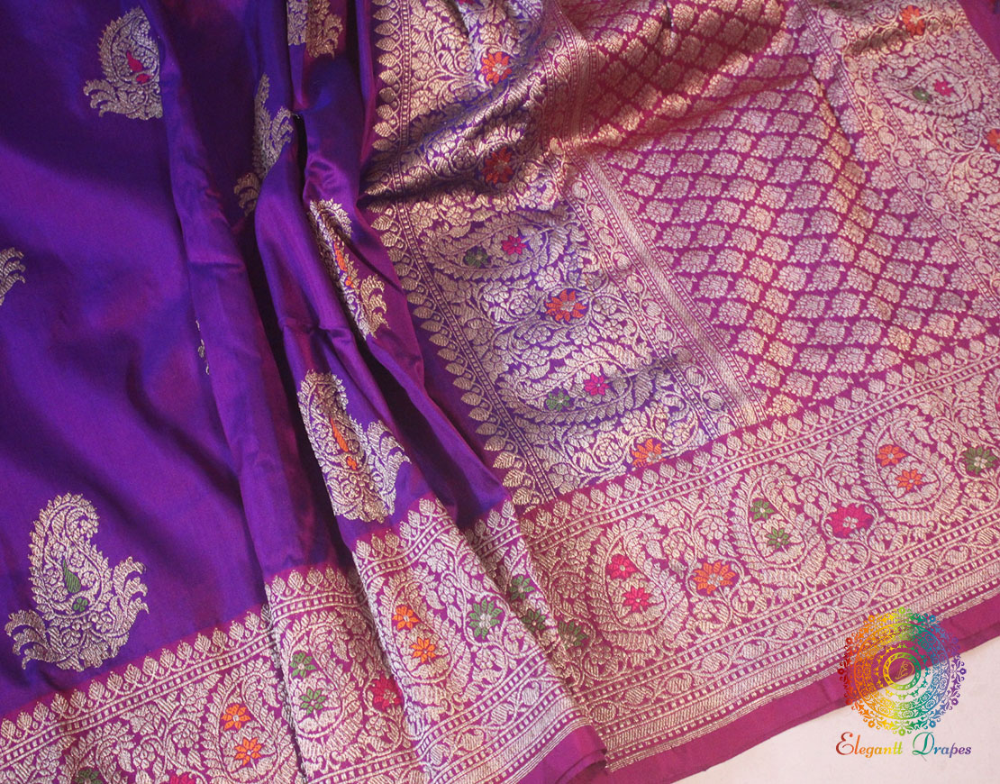 Purple Banarasi Handloom Pure Katan Silk Ektara Saree