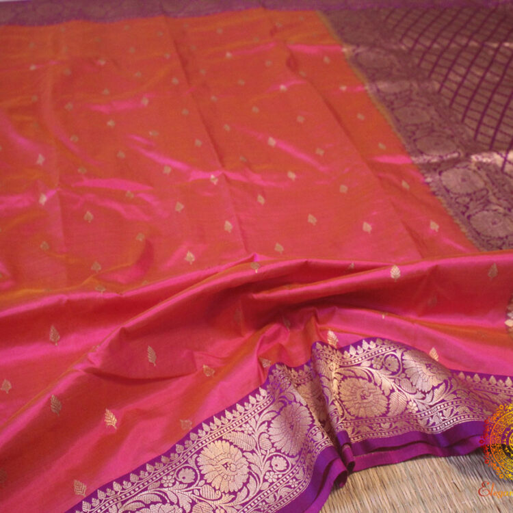Pinkish Peach Banarasi Handloom Pure Katan Silk Saree