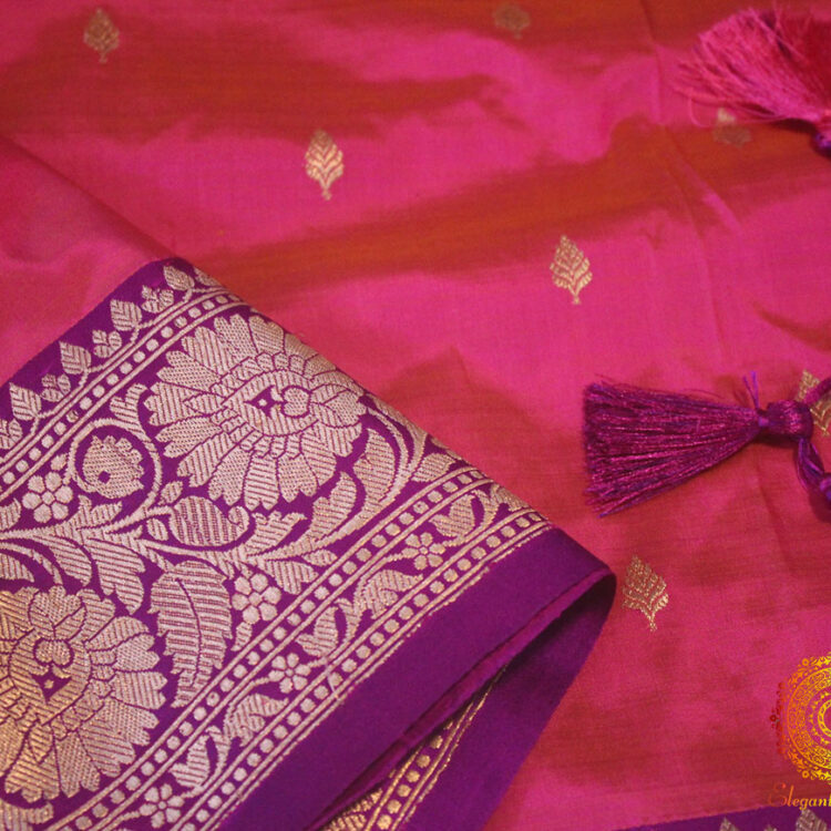 Pinkish Peach Banarasi Handloom Pure Katan Silk Saree