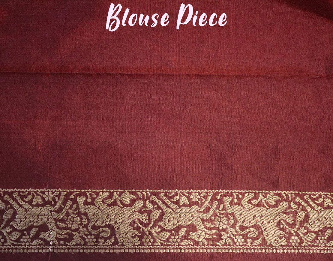 Maroon Pure Banarasi Katan Silk Shikargah Saree