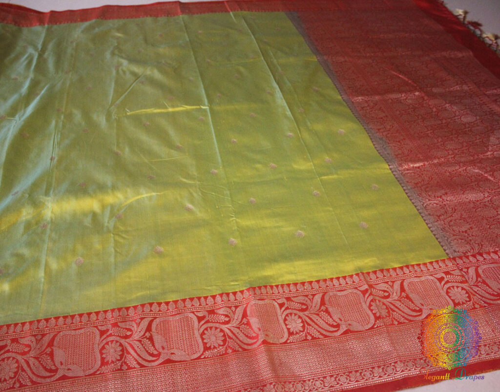 Green Red Banarasi Handloom Pure Katan Silk Saree