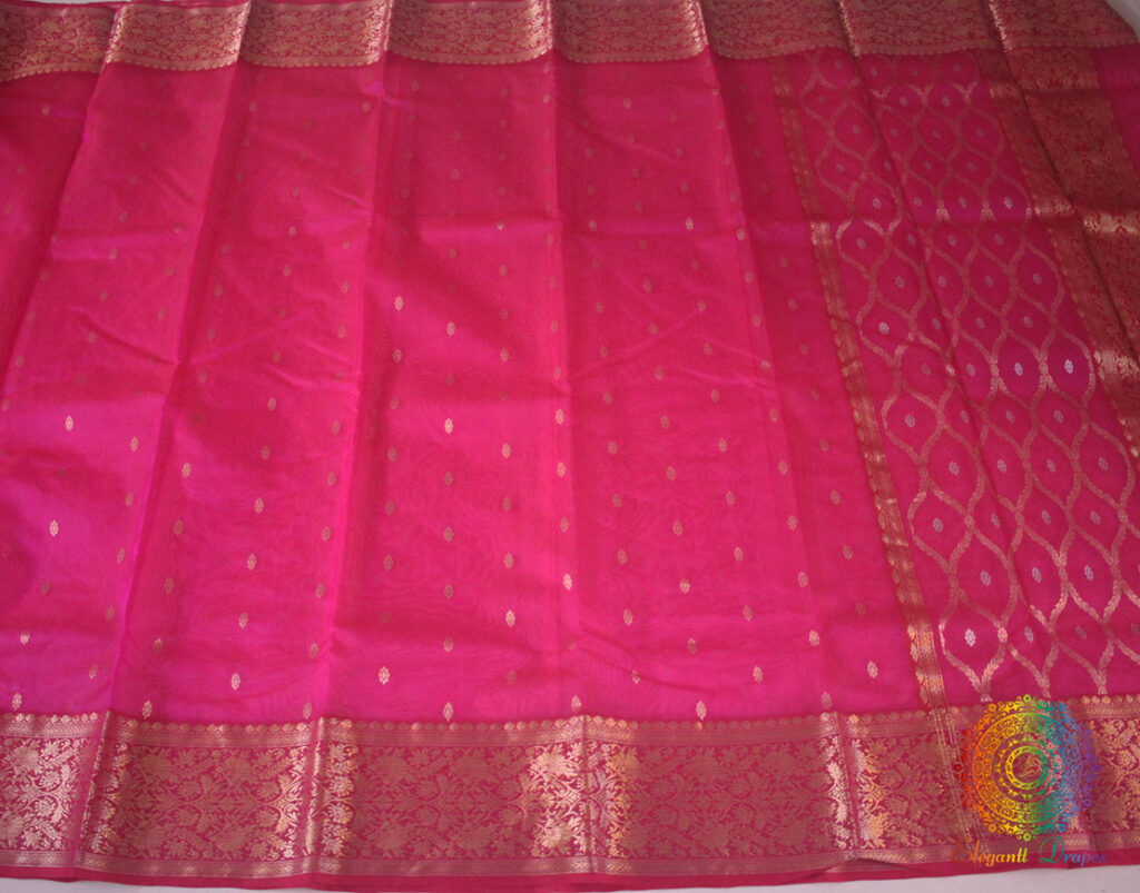 Pink Pure Chanderi Handloom Katan Silk Saree
