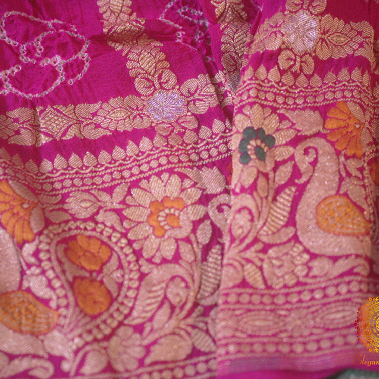 Pink Pure Banarasi Georgette Gharchola Bandhani Dupatta