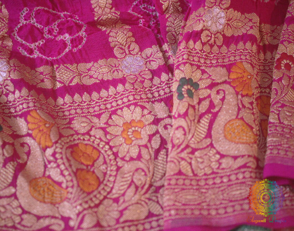 Pink Pure Banarasi Georgette Gharchola Bandhani Dupatta