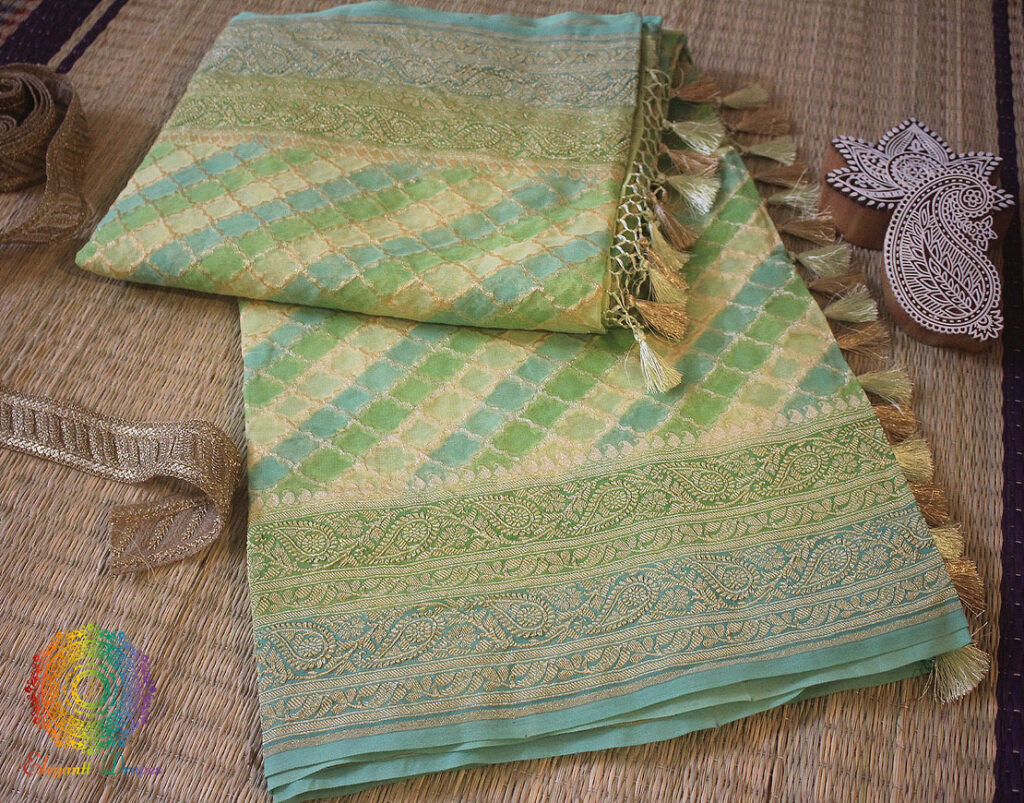 Green Rangkat Banarasi Handloom Georgette Saree