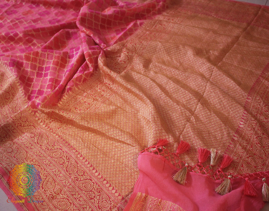 Pink Rangkat Banarasi Handloom Georgette Saree