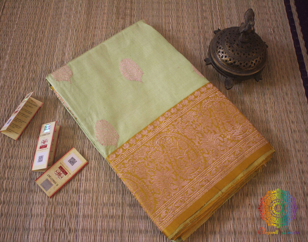 Pale Green Banarasi Handloom Pure Katan Silk Saree