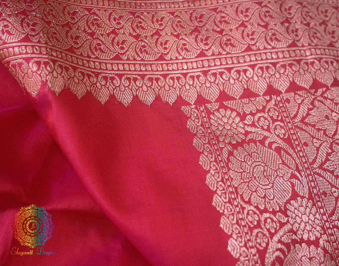 Hot Pink Banarasi Handloom Pure Katan Silk Saree