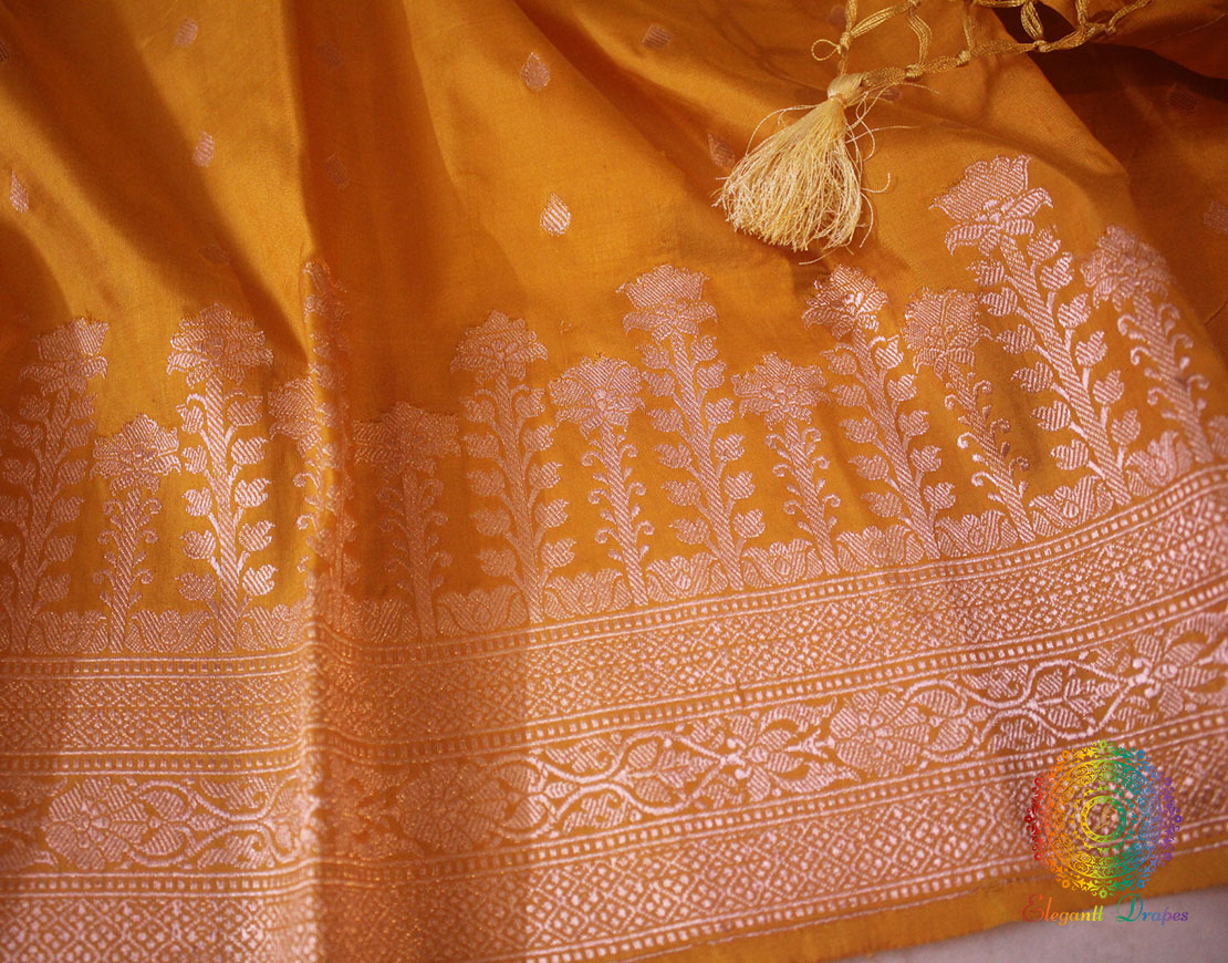 Mustard Pure Banarasi Handloom Katan Silk Saree