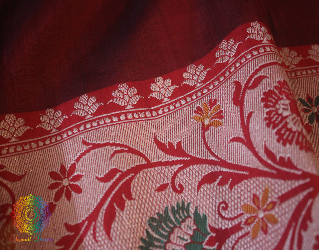 Maroon Banarasi Handloom Pure Katan Silk Paithani Saree