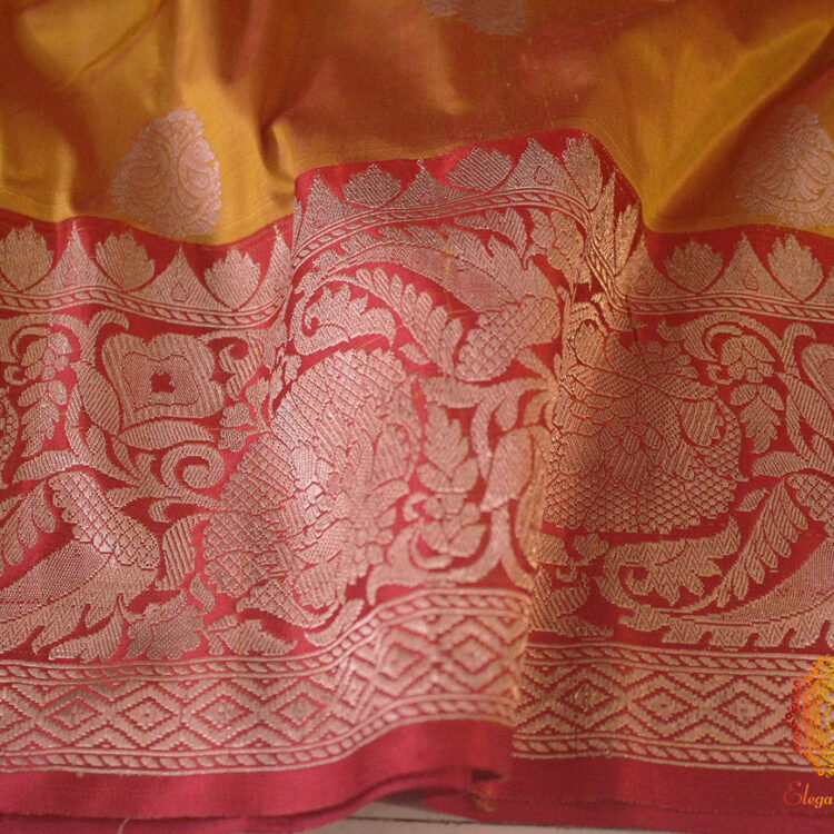 Mustard Banarasi Handloom Pure Katan Silk Saree