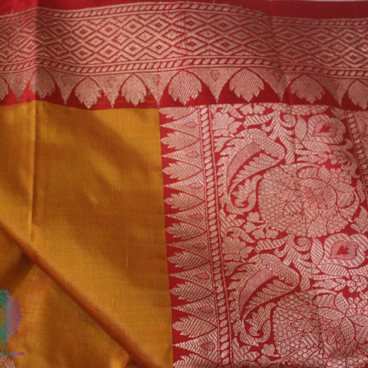 Mustard Banarasi Handloom Pure Katan Silk Saree
