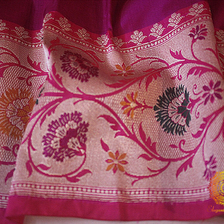 Magenta Banarasi Handloom Pure Katan Silk Paithani Saree