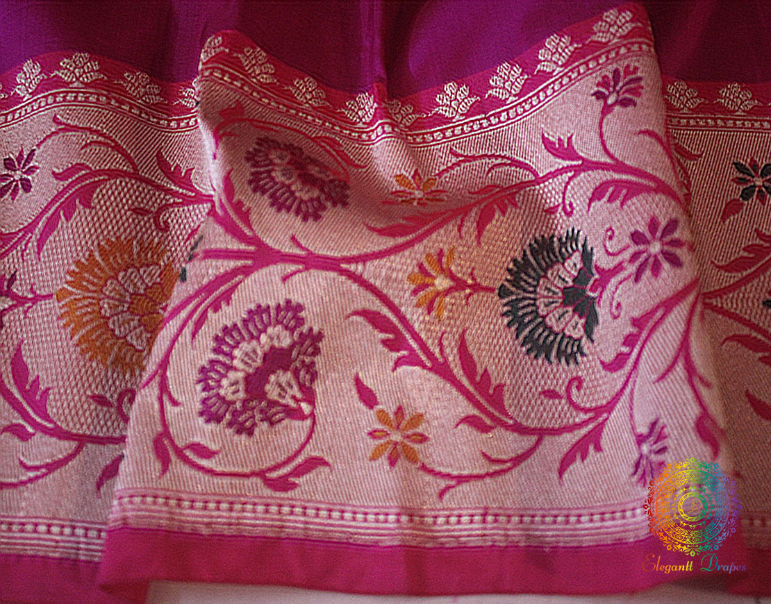 Magenta Banarasi Handloom Pure Katan Silk Paithani Saree