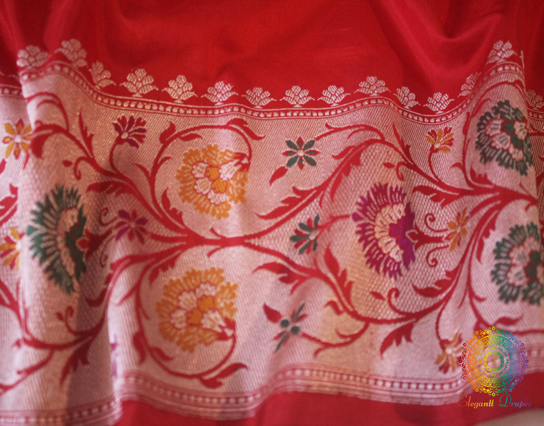 Red Banarasi Handloom Pure Katan Silk Paithani Saree