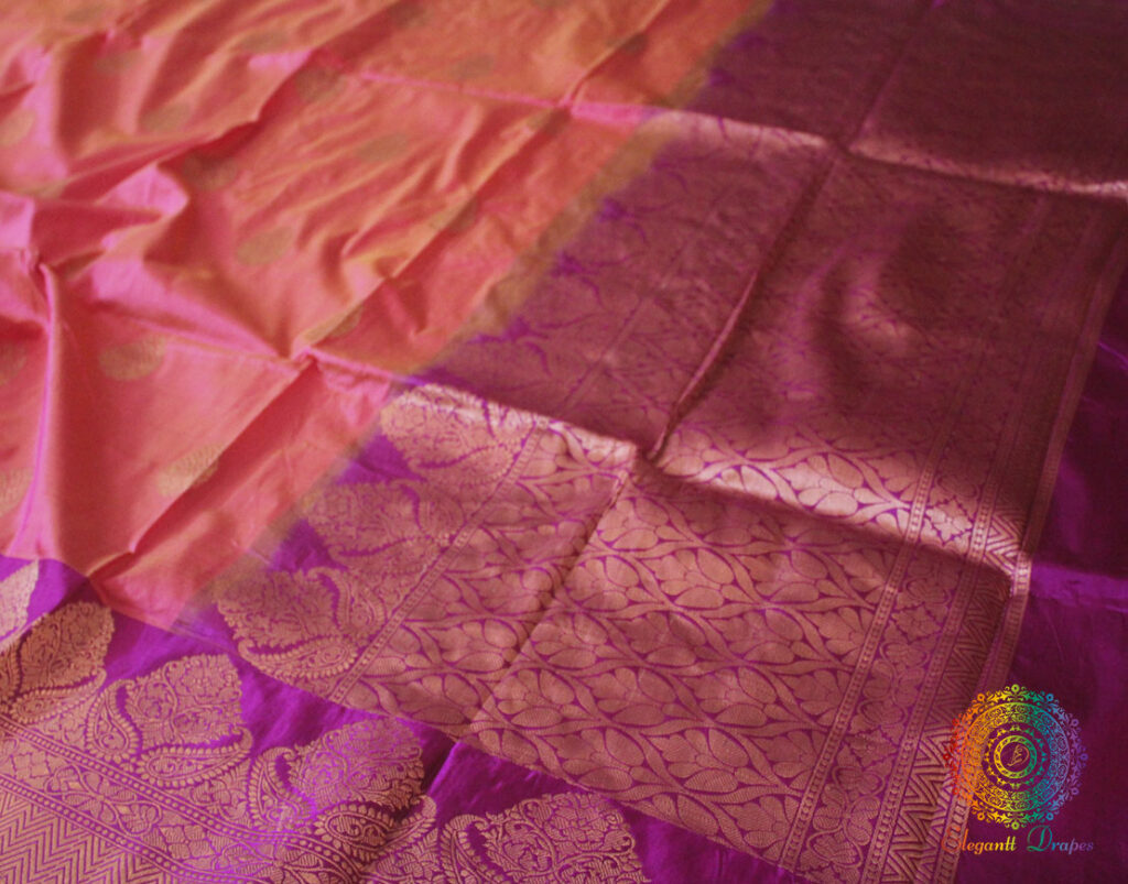 Pink Banarasi Handloom Pure Katan Silk Saree