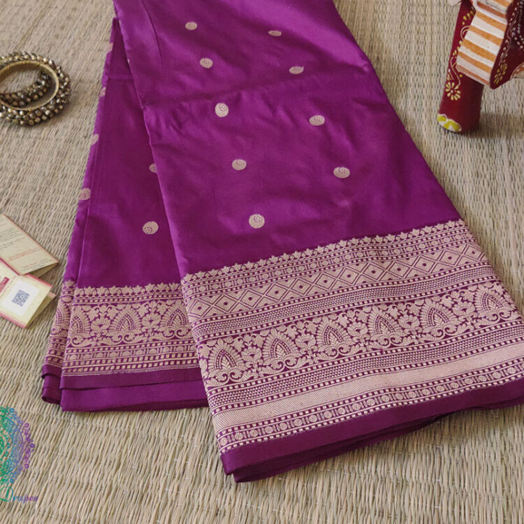 Magenta Purple Banarasi Handloom Pure Katan Silk Saree