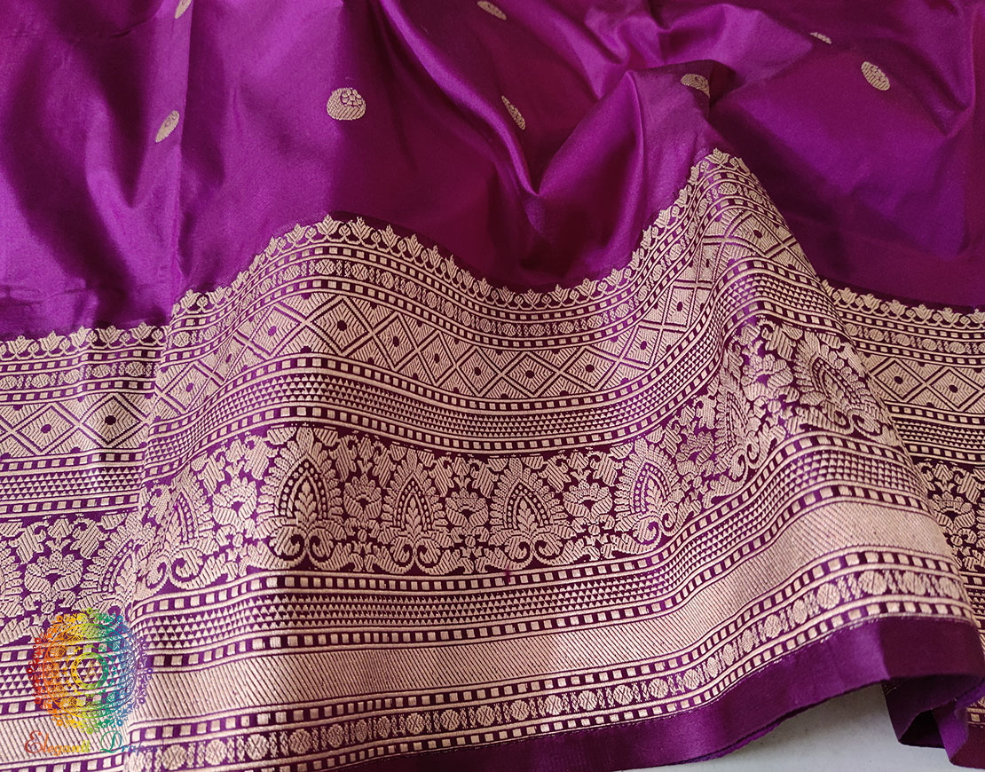 Magenta Purple Banarasi Handloom Pure Katan Silk Saree