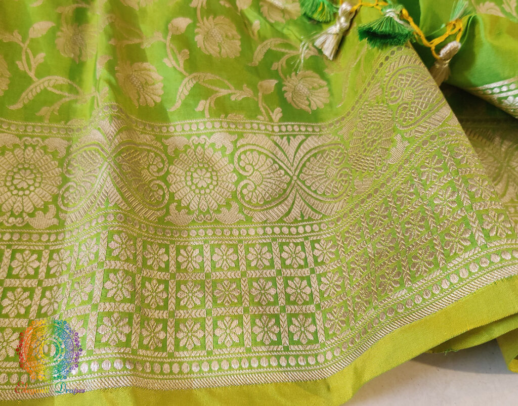 Green Pure Banarasi Katan Silk Floral Jaal Saree