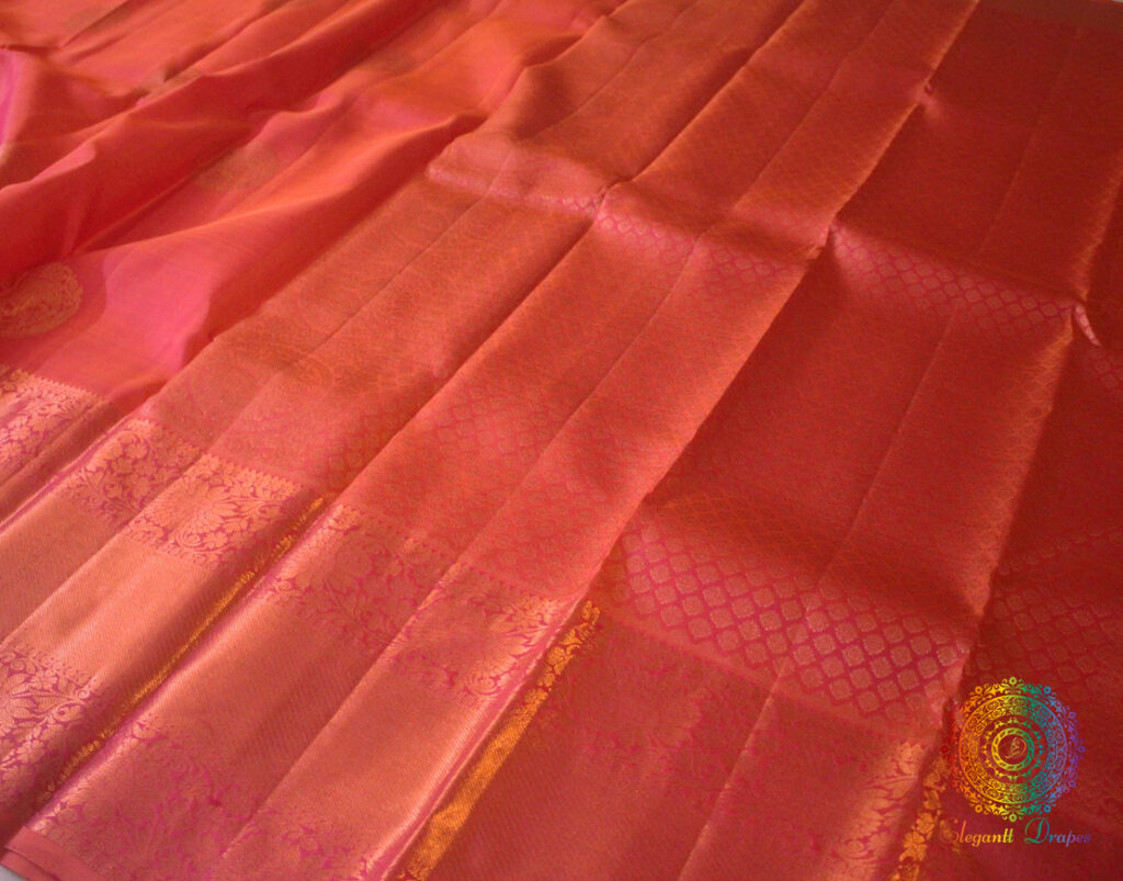 Shot Pink Pure Kanjivaram Silk Saree