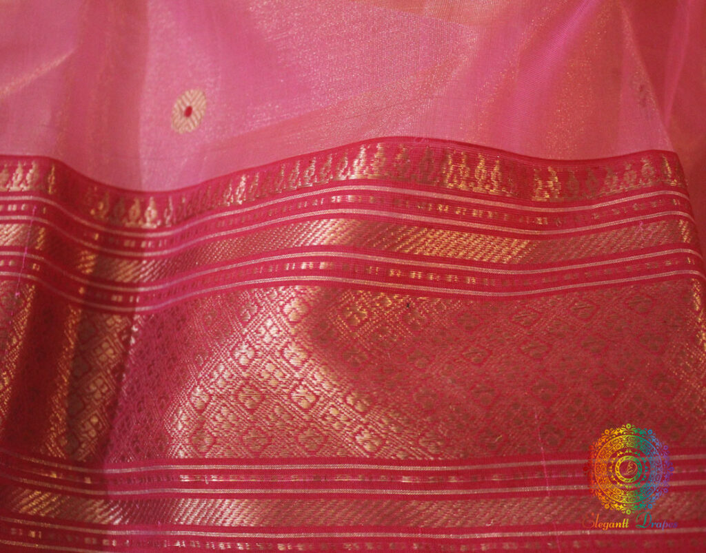 Pink Pure Chanderi Handloom Tissue Silk Saree